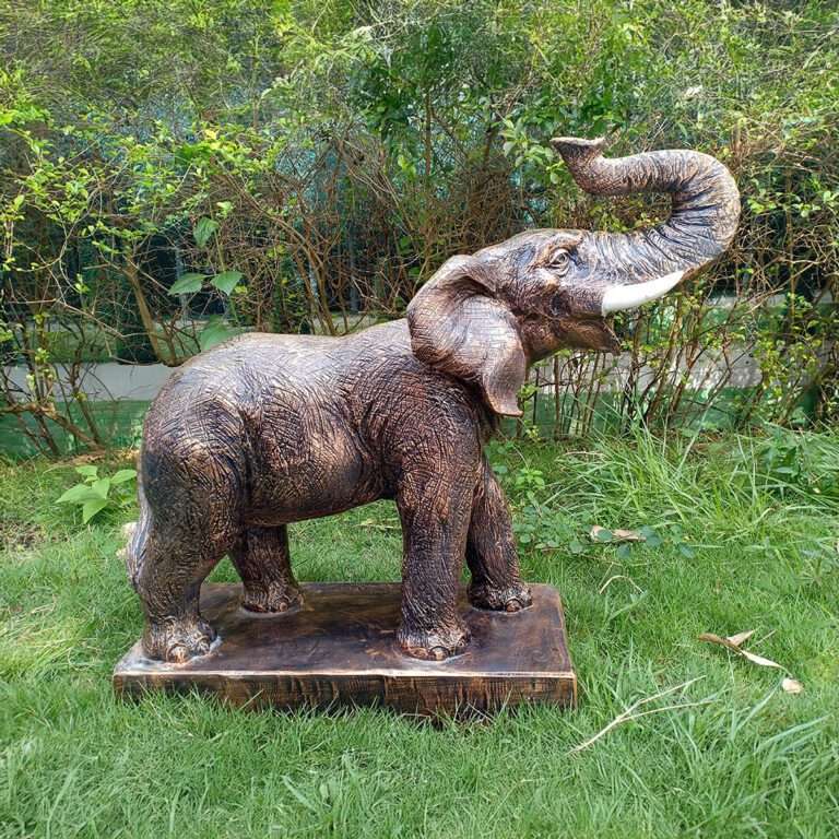 5060235339370 1 Enigma Marble Resin Roaring Elephant Bronze Xl Garden Statue.jpg